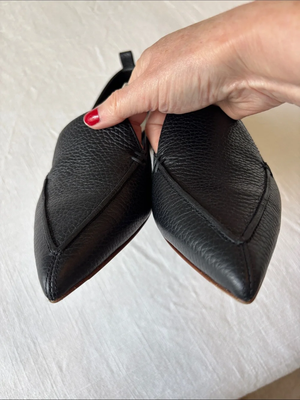 Nicholas Kirkwood Black Pointed Toe Leather Beya Flats